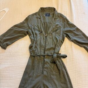 Abercrombie & Fitch Olive Zip Up Jumpsuit